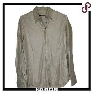 Xacus Size 40 (Medium) Khaki-Tan Canvas Long Sleeve Button‎ Down Luxury Shirt